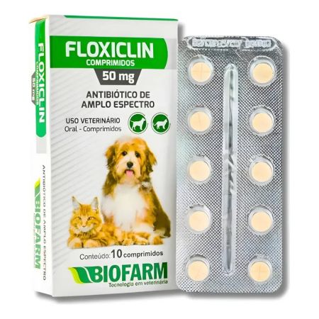  Floxiclin 50mg 10cp Tratamento Bacteriano Animal